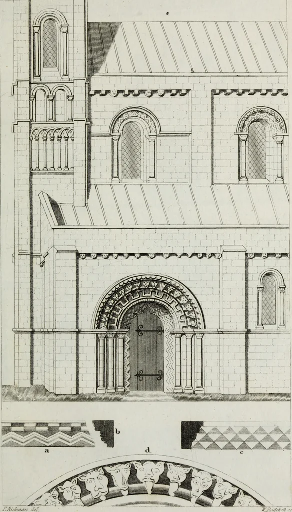 An illustration from An attempt to discriminate the styles of English architecture, from the Conquest to the Reformation; with notices of eight hundred English buildings: preceded by a sketch of the Grecian and Roman orders, 1819, leaf 216