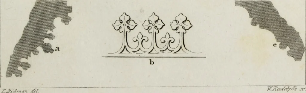 An illustration from An attempt to discriminate the styles of English architecture, from the Conquest to the Reformation; with notices of eight hundred English buildings: preceded by a sketch of the Grecian and Roman orders, 1819, leaf 224