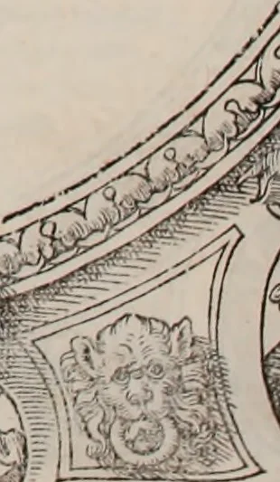 An illustration from Augustissimorum imperatorum, serenissimorum regum, atque archiducum, illustrissimorum principum, necnon comitum, baronum, nobilium, aliorumq[ue] clarissimorum virorum, qui aut ipsi cum imperio bellorum duces fuerunt, aut in iisdem præfecturis insignioribus laudabiliter functi sunt, verissimæ imagines, & rerum ab ipsis domi, forisq[ue] gestarum succinctæ descriptiones. Quorum arma, aut integra, aut horum partes, quibus induti, vsique aduersus hostem heroica facinora patrarunt, aut quorum auspiciis tàm prospera quàm aduersa fortuna res magnæ gestæ sunt, à serenissimo principe Ferdinando, archiduce Austriæ, duce Burgundiæ, comte Habspurgi & Tyrolis &c. ex omnibus ferè orbis terrarum prouinciis partim conquista, partim ab illorum hæredibus & successoribus transmissa, in celebri Ambrosianæ arcis armamentario, à sua serenitate non procul ciutate Oenipontana extructo, conspiciuntur, 1601, leaf 10