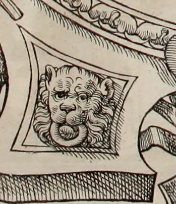 An illustration from Augustissimorum imperatorum, serenissimorum regum, atque archiducum, illustrissimorum principum, necnon comitum, baronum, nobilium, aliorumq[ue] clarissimorum virorum, qui aut ipsi cum imperio bellorum duces fuerunt, aut in iisdem præfecturis insignioribus laudabiliter functi sunt, verissimæ imagines, & rerum ab ipsis domi, forisq[ue] gestarum succinctæ descriptiones. Quorum arma, aut integra, aut horum partes, quibus induti, vsique aduersus hostem heroica facinora patrarunt, aut quorum auspiciis tàm prospera quàm aduersa fortuna res magnæ gestæ sunt, à serenissimo principe Ferdinando, archiduce Austriæ, duce Burgundiæ, comte Habspurgi & Tyrolis &c. ex omnibus ferè orbis terrarum prouinciis partim conquista, partim ab illorum hæredibus & successoribus transmissa, in celebri Ambrosianæ arcis armamentario, à sua serenitate non procul ciutate Oenipontana extructo, conspiciuntur, 1601, leaf 107