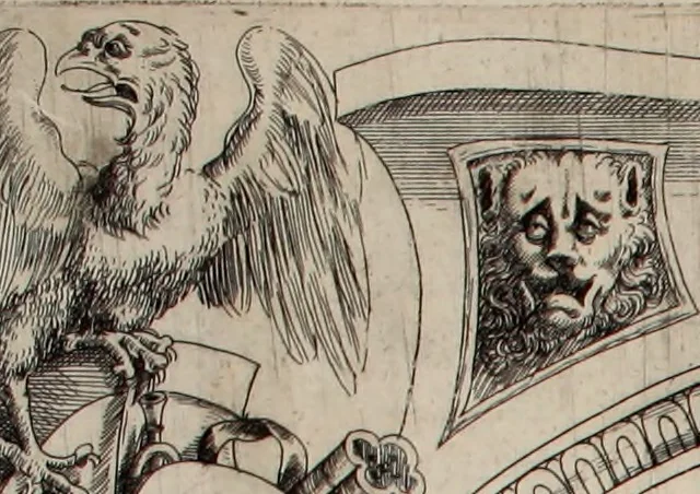 An illustration from Augustissimorum imperatorum, serenissimorum regum, atque archiducum, illustrissimorum principum, necnon comitum, baronum, nobilium, aliorumq[ue] clarissimorum virorum, qui aut ipsi cum imperio bellorum duces fuerunt, aut in iisdem præfecturis insignioribus laudabiliter functi sunt, verissimæ imagines, & rerum ab ipsis domi, forisq[ue] gestarum succinctæ descriptiones. Quorum arma, aut integra, aut horum partes, quibus induti, vsique aduersus hostem heroica facinora patrarunt, aut quorum auspiciis tàm prospera quàm aduersa fortuna res magnæ gestæ sunt, à serenissimo principe Ferdinando, archiduce Austriæ, duce Burgundiæ, comte Habspurgi & Tyrolis &c. ex omnibus ferè orbis terrarum prouinciis partim conquista, partim ab illorum hæredibus & successoribus transmissa, in celebri Ambrosianæ arcis armamentario, à sua serenitate non procul ciutate Oenipontana extructo, conspiciuntur, 1601, leaf 119