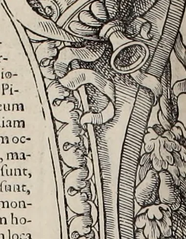 An illustration from Augustissimorum imperatorum, serenissimorum regum, atque archiducum, illustrissimorum principum, necnon comitum, baronum, nobilium, aliorumq[ue] clarissimorum virorum, qui aut ipsi cum imperio bellorum duces fuerunt, aut in iisdem præfecturis insignioribus laudabiliter functi sunt, verissimæ imagines, & rerum ab ipsis domi, forisq[ue] gestarum succinctæ descriptiones. Quorum arma, aut integra, aut horum partes, quibus induti, vsique aduersus hostem heroica facinora patrarunt, aut quorum auspiciis tàm prospera quàm aduersa fortuna res magnæ gestæ sunt, à serenissimo principe Ferdinando, archiduce Austriæ, duce Burgundiæ, comte Habspurgi & Tyrolis &c. ex omnibus ferè orbis terrarum prouinciis partim conquista, partim ab illorum hæredibus & successoribus transmissa, in celebri Ambrosianæ arcis armamentario, à sua serenitate non procul ciutate Oenipontana extructo, conspiciuntur, 1601, leaf 151