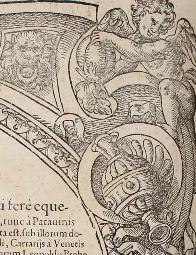 An illustration from Augustissimorum imperatorum, serenissimorum regum, atque archiducum, illustrissimorum principum, necnon comitum, baronum, nobilium, aliorumq[ue] clarissimorum virorum, qui aut ipsi cum imperio bellorum duces fuerunt, aut in iisdem præfecturis insignioribus laudabiliter functi sunt, verissimæ imagines, & rerum ab ipsis domi, forisq[ue] gestarum succinctæ descriptiones. Quorum arma, aut integra, aut horum partes, quibus induti, vsique aduersus hostem heroica facinora patrarunt, aut quorum auspiciis tàm prospera quàm aduersa fortuna res magnæ gestæ sunt, à serenissimo principe Ferdinando, archiduce Austriæ, duce Burgundiæ, comte Habspurgi & Tyrolis &c. ex omnibus ferè orbis terrarum prouinciis partim conquista, partim ab illorum hæredibus & successoribus transmissa, in celebri Ambrosianæ arcis armamentario, à sua serenitate non procul ciutate Oenipontana extructo, conspiciuntur, 1601, leaf 163