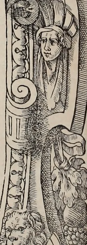 An illustration from Augustissimorum imperatorum, serenissimorum regum, atque archiducum, illustrissimorum principum, necnon comitum, baronum, nobilium, aliorumq[ue] clarissimorum virorum, qui aut ipsi cum imperio bellorum duces fuerunt, aut in iisdem præfecturis insignioribus laudabiliter functi sunt, verissimæ imagines, & rerum ab ipsis domi, forisq[ue] gestarum succinctæ descriptiones. Quorum arma, aut integra, aut horum partes, quibus induti, vsique aduersus hostem heroica facinora patrarunt, aut quorum auspiciis tàm prospera quàm aduersa fortuna res magnæ gestæ sunt, à serenissimo principe Ferdinando, archiduce Austriæ, duce Burgundiæ, comte Habspurgi & Tyrolis &c. ex omnibus ferè orbis terrarum prouinciis partim conquista, partim ab illorum hæredibus & successoribus transmissa, in celebri Ambrosianæ arcis armamentario, à sua serenitate non procul ciutate Oenipontana extructo, conspiciuntur, 1601, leaf 233