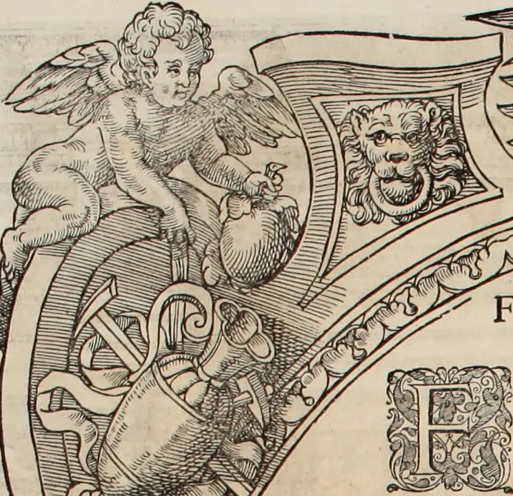 An illustration from Augustissimorum imperatorum, serenissimorum regum, atque archiducum, illustrissimorum principum, necnon comitum, baronum, nobilium, aliorumq[ue] clarissimorum virorum, qui aut ipsi cum imperio bellorum duces fuerunt, aut in iisdem præfecturis insignioribus laudabiliter functi sunt, verissimæ imagines, & rerum ab ipsis domi, forisq[ue] gestarum succinctæ descriptiones. Quorum arma, aut integra, aut horum partes, quibus induti, vsique aduersus hostem heroica facinora patrarunt, aut quorum auspiciis tàm prospera quàm aduersa fortuna res magnæ gestæ sunt, à serenissimo principe Ferdinando, archiduce Austriæ, duce Burgundiæ, comte Habspurgi & Tyrolis &c. ex omnibus ferè orbis terrarum prouinciis partim conquista, partim ab illorum hæredibus & successoribus transmissa, in celebri Ambrosianæ arcis armamentario, à sua serenitate non procul ciutate Oenipontana extructo, conspiciuntur, 1601, leaf 251