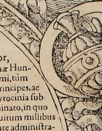 An illustration from Augustissimorum imperatorum, serenissimorum regum, atque archiducum, illustrissimorum principum, necnon comitum, baronum, nobilium, aliorumq[ue] clarissimorum virorum, qui aut ipsi cum imperio bellorum duces fuerunt, aut in iisdem præfecturis insignioribus laudabiliter functi sunt, verissimæ imagines, & rerum ab ipsis domi, forisq[ue] gestarum succinctæ descriptiones. Quorum arma, aut integra, aut horum partes, quibus induti, vsique aduersus hostem heroica facinora patrarunt, aut quorum auspiciis tàm prospera quàm aduersa fortuna res magnæ gestæ sunt, à serenissimo principe Ferdinando, archiduce Austriæ, duce Burgundiæ, comte Habspurgi & Tyrolis &c. ex omnibus ferè orbis terrarum prouinciis partim conquista, partim ab illorum hæredibus & successoribus transmissa, in celebri Ambrosianæ arcis armamentario, à sua serenitate non procul ciutate Oenipontana extructo, conspiciuntur, 1601, leaf 253