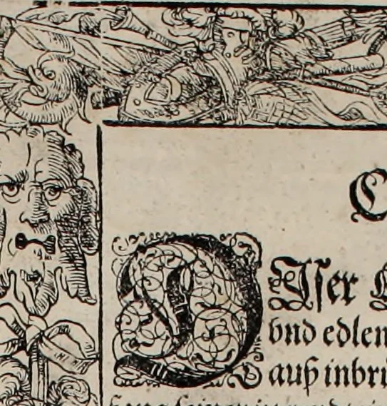An illustration from Augustissimorum imperatorum, serenissimorum regum, atque archiducum, illustrissimorum principum, necnon comitum, baronum, nobilium, aliorumq[ue] clarissimorum virorum, qui aut ipsi cum imperio bellorum duces fuerunt, aut in iisdem præfecturis insignioribus laudabiliter functi sunt, verissimæ imagines, & rerum ab ipsis domi, forisq[ue] gestarum succinctæ descriptiones. Quorum arma, aut integra, aut horum partes, quibus induti, vsique aduersus hostem heroica facinora patrarunt, aut quorum auspiciis tàm prospera quàm aduersa fortuna res magnæ gestæ sunt, à serenissimo principe Ferdinando, archiduce Austriæ, duce Burgundiæ, comte Habspurgi & Tyrolis &c. ex omnibus ferè orbis terrarum prouinciis partim conquista, partim ab illorum hæredibus & successoribus transmissa, in celebri Ambrosianæ arcis armamentario, à sua serenitate non procul ciutate Oenipontana extructo, conspiciuntur, 1601, leaf 260