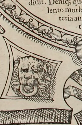 An illustration from Augustissimorum imperatorum, serenissimorum regum, atque archiducum, illustrissimorum principum, necnon comitum, baronum, nobilium, aliorumq[ue] clarissimorum virorum, qui aut ipsi cum imperio bellorum duces fuerunt, aut in iisdem præfecturis insignioribus laudabiliter functi sunt, verissimæ imagines, & rerum ab ipsis domi, forisq[ue] gestarum succinctæ descriptiones. Quorum arma, aut integra, aut horum partes, quibus induti, vsique aduersus hostem heroica facinora patrarunt, aut quorum auspiciis tàm prospera quàm aduersa fortuna res magnæ gestæ sunt, à serenissimo principe Ferdinando, archiduce Austriæ, duce Burgundiæ, comte Habspurgi & Tyrolis &c. ex omnibus ferè orbis terrarum prouinciis partim conquista, partim ab illorum hæredibus & successoribus transmissa, in celebri Ambrosianæ arcis armamentario, à sua serenitate non procul ciutate Oenipontana extructo, conspiciuntur, 1601, leaf 27