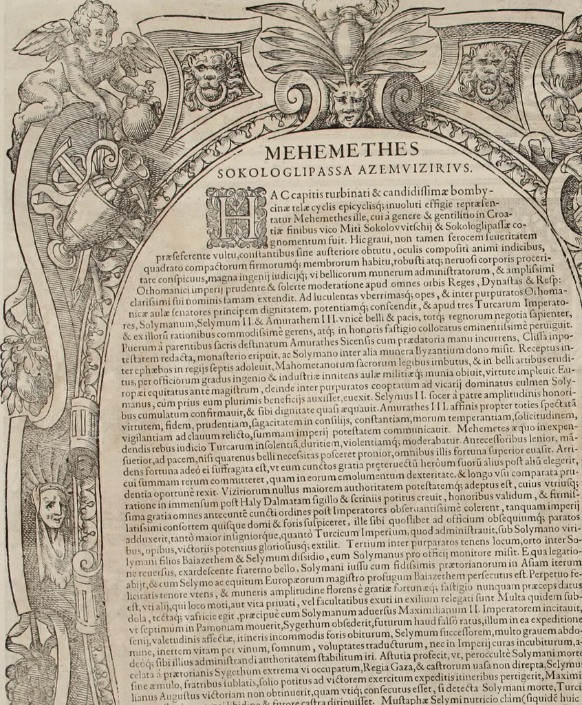 An illustration from Augustissimorum imperatorum, serenissimorum regum, atque archiducum, illustrissimorum principum, necnon comitum, baronum, nobilium, aliorumq[ue] clarissimorum virorum, qui aut ipsi cum imperio bellorum duces fuerunt, aut in iisdem præfecturis insignioribus laudabiliter functi sunt, verissimæ imagines, & rerum ab ipsis domi, forisq[ue] gestarum succinctæ descriptiones. Quorum arma, aut integra, aut horum partes, quibus induti, vsique aduersus hostem heroica facinora patrarunt, aut quorum auspiciis tàm prospera quàm aduersa fortuna res magnæ gestæ sunt, à serenissimo principe Ferdinando, archiduce Austriæ, duce Burgundiæ, comte Habspurgi & Tyrolis &c. ex omnibus ferè orbis terrarum prouinciis partim conquista, partim ab illorum hæredibus & successoribus transmissa, in celebri Ambrosianæ arcis armamentario, à sua serenitate non procul ciutate Oenipontana extructo, conspiciuntur, 1601, leaf 65