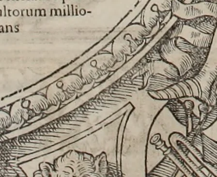 An illustration from Augustissimorum imperatorum, serenissimorum regum, atque archiducum, illustrissimorum principum, necnon comitum, baronum, nobilium, aliorumq[ue] clarissimorum virorum, qui aut ipsi cum imperio bellorum duces fuerunt, aut in iisdem præfecturis insignioribus laudabiliter functi sunt, verissimæ imagines, & rerum ab ipsis domi, forisq[ue] gestarum succinctæ descriptiones. Quorum arma, aut integra, aut horum partes, quibus induti, vsique aduersus hostem heroica facinora patrarunt, aut quorum auspiciis tàm prospera quàm aduersa fortuna res magnæ gestæ sunt, à serenissimo principe Ferdinando, archiduce Austriæ, duce Burgundiæ, comte Habspurgi & Tyrolis &c. ex omnibus ferè orbis terrarum prouinciis partim conquista, partim ab illorum hæredibus & successoribus transmissa, in celebri Ambrosianæ arcis armamentario, à sua serenitate non procul ciutate Oenipontana extructo, conspiciuntur, 1601, leaf 65