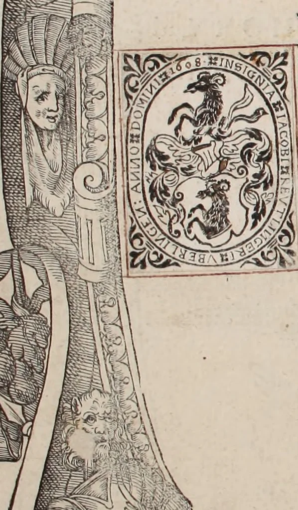 An illustration from Augustissimorum imperatorum, serenissimorum regum, atque archiducum, illustrissimorum principum, necnon comitum, baronum, nobilium, aliorumq[ue] clarissimorum virorum, qui aut ipsi cum imperio bellorum duces fuerunt, aut in iisdem præfecturis insignioribus laudabiliter functi sunt, verissimæ imagines, & rerum ab ipsis domi, forisq[ue] gestarum succinctæ descriptiones. Quorum arma, aut integra, aut horum partes, quibus induti, vsique aduersus hostem heroica facinora patrarunt, aut quorum auspiciis tàm prospera quàm aduersa fortuna res magnæ gestæ sunt, à serenissimo principe Ferdinando, archiduce Austriæ, duce Burgundiæ, comte Habspurgi & Tyrolis &c. ex omnibus ferè orbis terrarum prouinciis partim conquista, partim ab illorum hæredibus & successoribus transmissa, in celebri Ambrosianæ arcis armamentario, à sua serenitate non procul ciutate Oenipontana extructo, conspiciuntur, 1601, leaf 7
