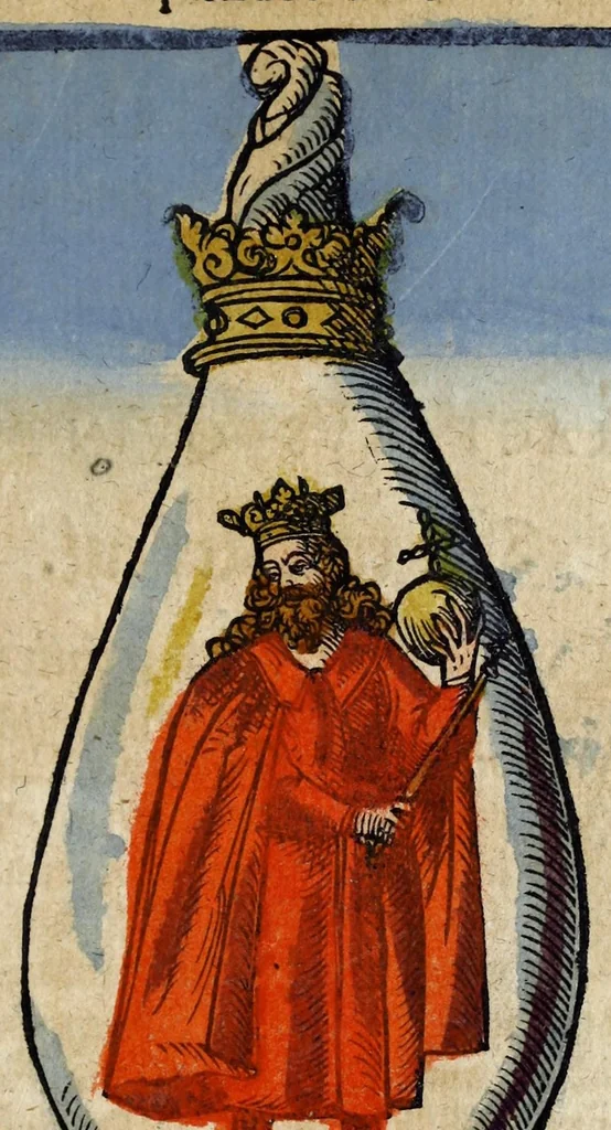 An illustration from Aureum vellus, oder, Guldin Schatz und Kunstkam[m]er : darinnen der aller fürnemisten, fürtreffenlichsten, ausserlesenesten, herrlichisten vnd bewehrteste[n] Auctorum Schrifften vnd Bücher, auss dem gar vralte[n] Schatz vberblibnen verborgnen, hinderhaltenen Reliquien vnd Monumenten der Aegyptiorum, Arabum, Chaldaeorum & Assyriorum Königen vnd Weysen, 1598, leaf 271
