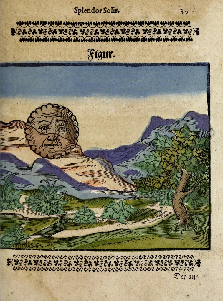 An illustration from Aureum vellus, oder, Guldin Schatz und Kunstkam[m]er : darinnen der aller fürnemisten, fürtreffenlichsten, ausserlesenesten, herrlichisten vnd bewehrteste[n] Auctorum Schrifften vnd Bücher, auss dem gar vralte[n] Schatz vberblibnen verborgnen, hinderhaltenen Reliquien vnd Monumenten der Aegyptiorum, Arabum, Chaldaeorum & Assyriorum Königen vnd Weysen, 1598, leaf 273