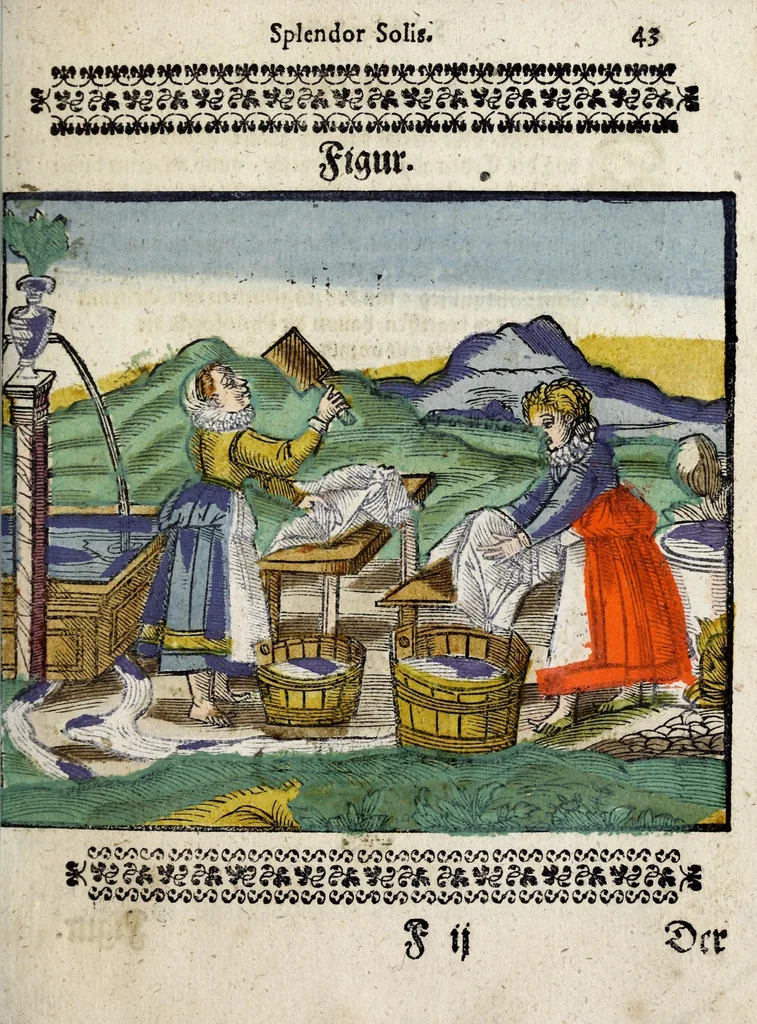 An illustration from Aureum vellus, oder, Guldin Schatz und Kunstkam[m]er : darinnen der aller fürnemisten, fürtreffenlichsten, ausserlesenesten, herrlichisten vnd bewehrteste[n] Auctorum Schrifften vnd Bücher, auss dem gar vralte[n] Schatz vberblibnen verborgnen, hinderhaltenen Reliquien vnd Monumenten der Aegyptiorum, Arabum, Chaldaeorum & Assyriorum Königen vnd Weysen, 1598, leaf 277