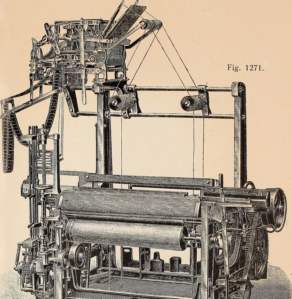 An illustration from Ausführliches Handbuch der Weberei. Ein Lehr- und Hilfsbuch für Fabrikanten, Weber und Webschüler, 1909, leaf 113