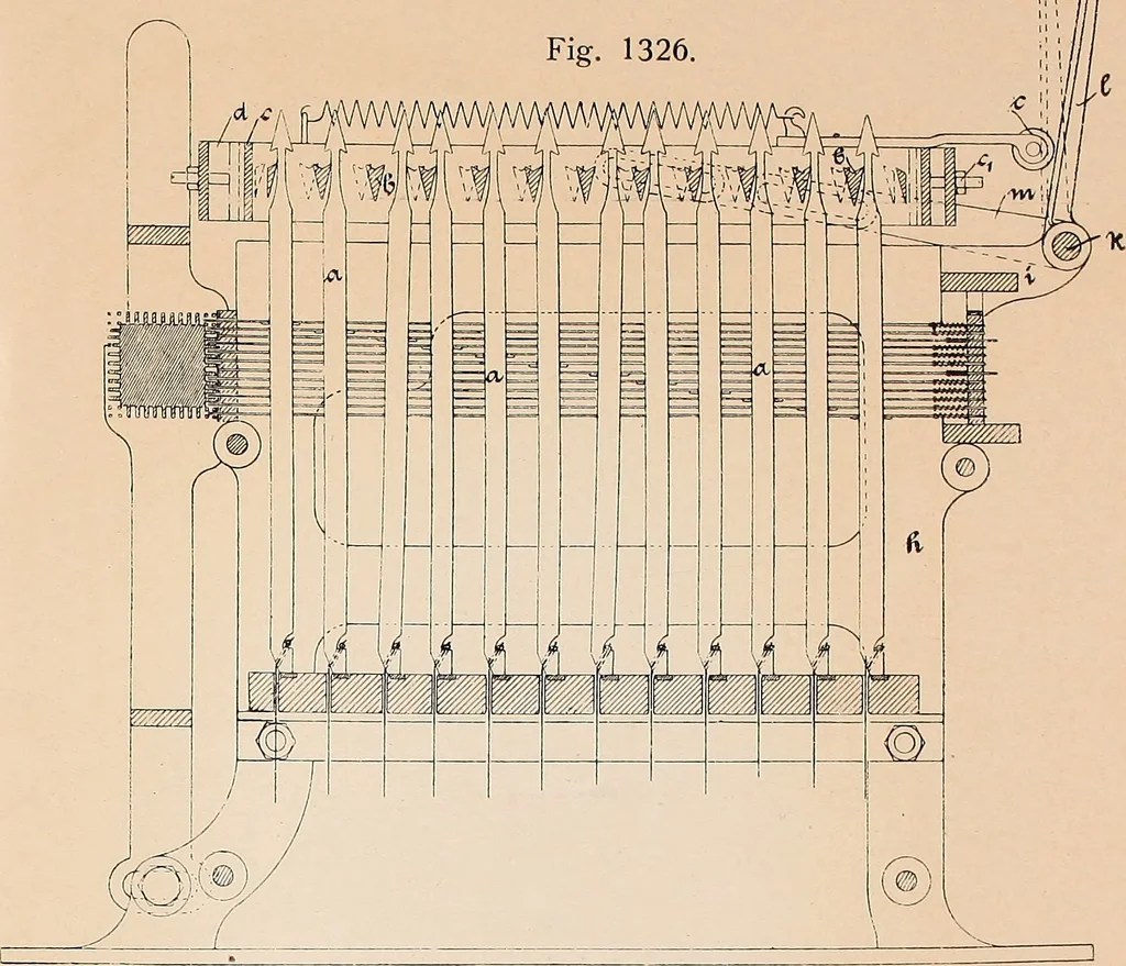 An illustration from Ausführliches Handbuch der Weberei. Ein Lehr- und Hilfsbuch für Fabrikanten, Weber und Webschüler, 1909, leaf 123