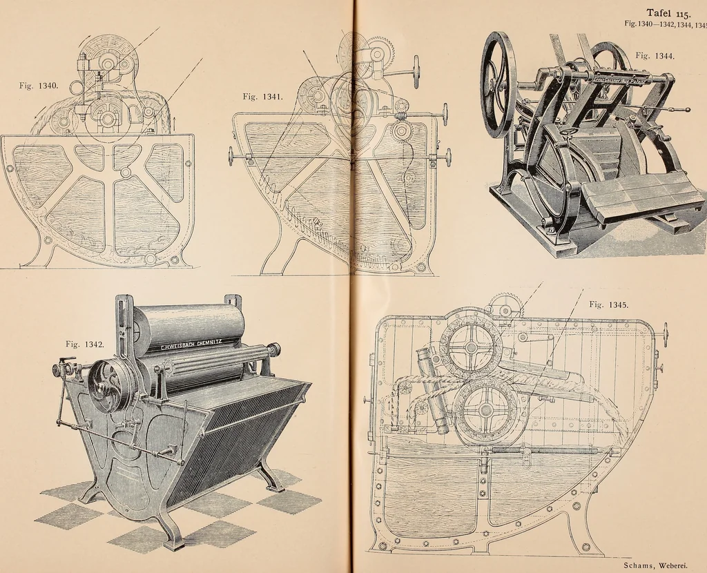 An illustration from Ausführliches Handbuch der Weberei. Ein Lehr- und Hilfsbuch für Fabrikanten, Weber und Webschüler, 1909, leaf 127