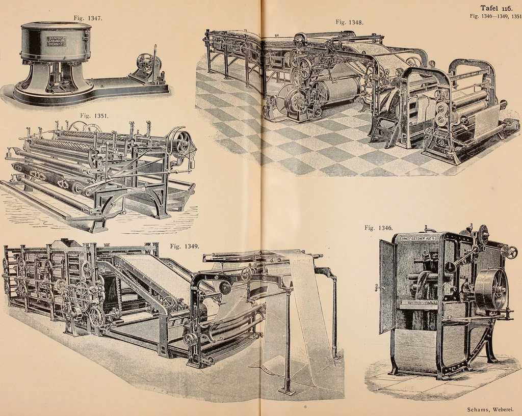 An illustration from Ausführliches Handbuch der Weberei. Ein Lehr- und Hilfsbuch für Fabrikanten, Weber und Webschüler, 1909, leaf 128