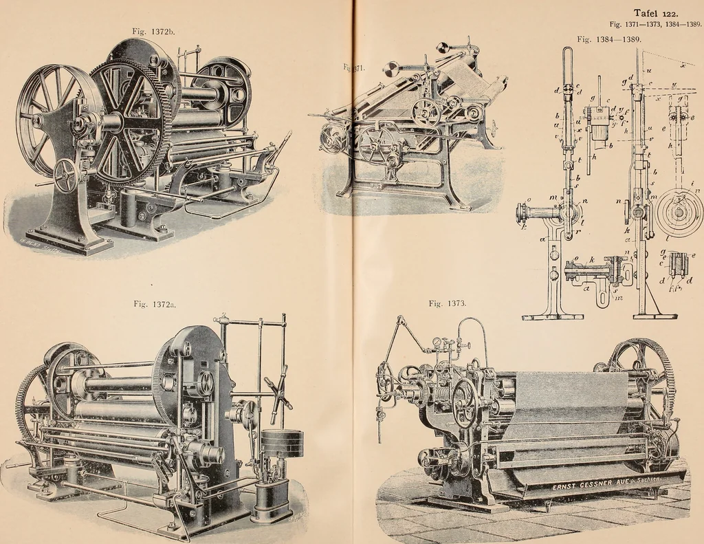 An illustration from Ausführliches Handbuch der Weberei. Ein Lehr- und Hilfsbuch für Fabrikanten, Weber und Webschüler, 1909, leaf 134