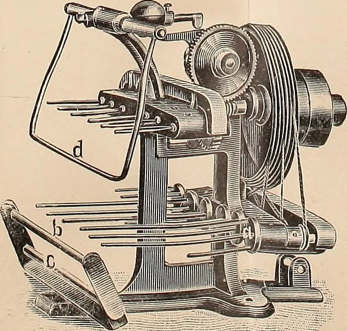 An illustration from Ausführliches Handbuch der Weberei. Ein Lehr- und Hilfsbuch für Fabrikanten, Weber und Webschüler, 1909, leaf 136