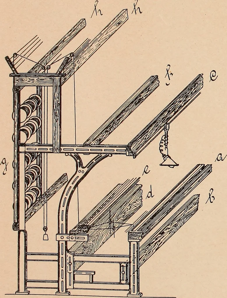 An illustration from Ausführliches Handbuch der Weberei. Ein Lehr- und Hilfsbuch für Fabrikanten, Weber und Webschüler, 1909, leaf 146