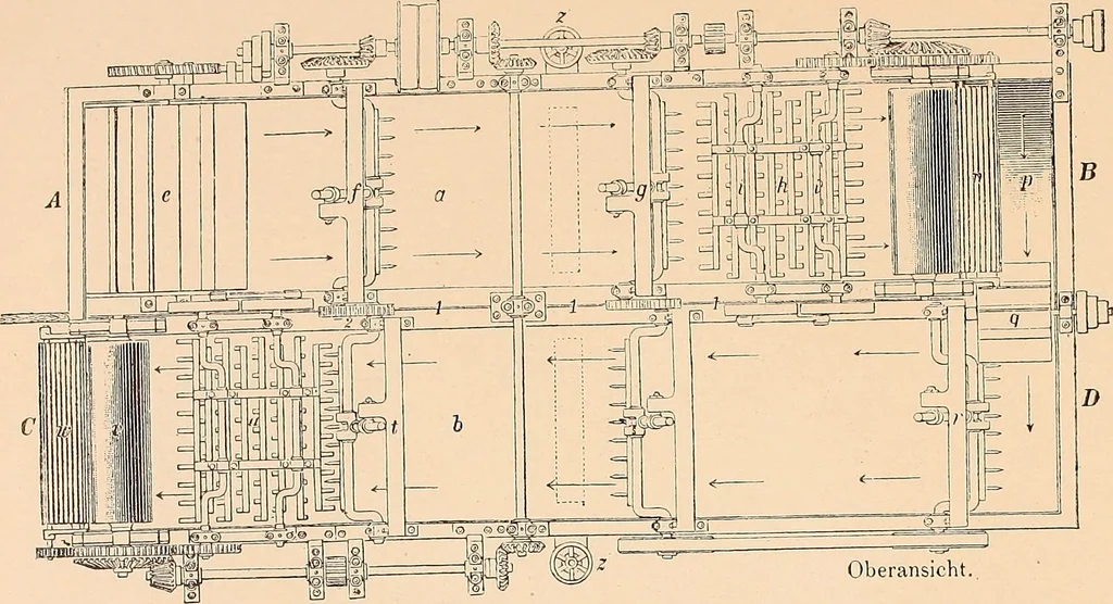 An illustration from Ausführliches Handbuch der Weberei. Ein Lehr- und Hilfsbuch für Fabrikanten, Weber und Webschüler, 1909, leaf 15