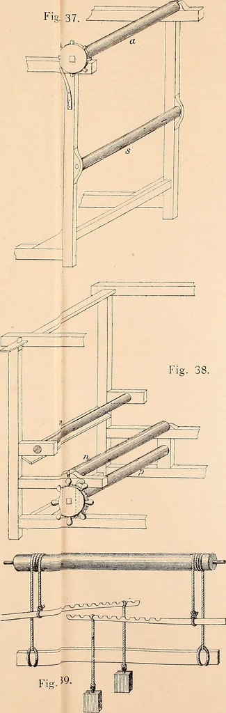 An illustration from Ausführliches Handbuch der Weberei. Ein Lehr- und Hilfsbuch für Fabrikanten, Weber und Webschüler, 1909, leaf 16