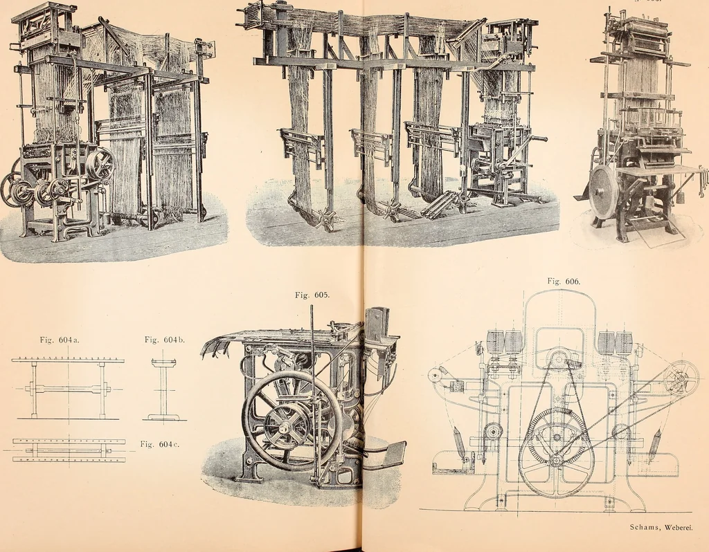 An illustration from Ausführliches Handbuch der Weberei. Ein Lehr- und Hilfsbuch für Fabrikanten, Weber und Webschüler, 1909, leaf 59