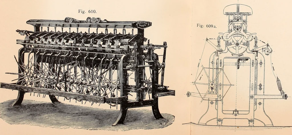An illustration from Ausführliches Handbuch der Weberei. Ein Lehr- und Hilfsbuch für Fabrikanten, Weber und Webschüler, 1909, leaf 60