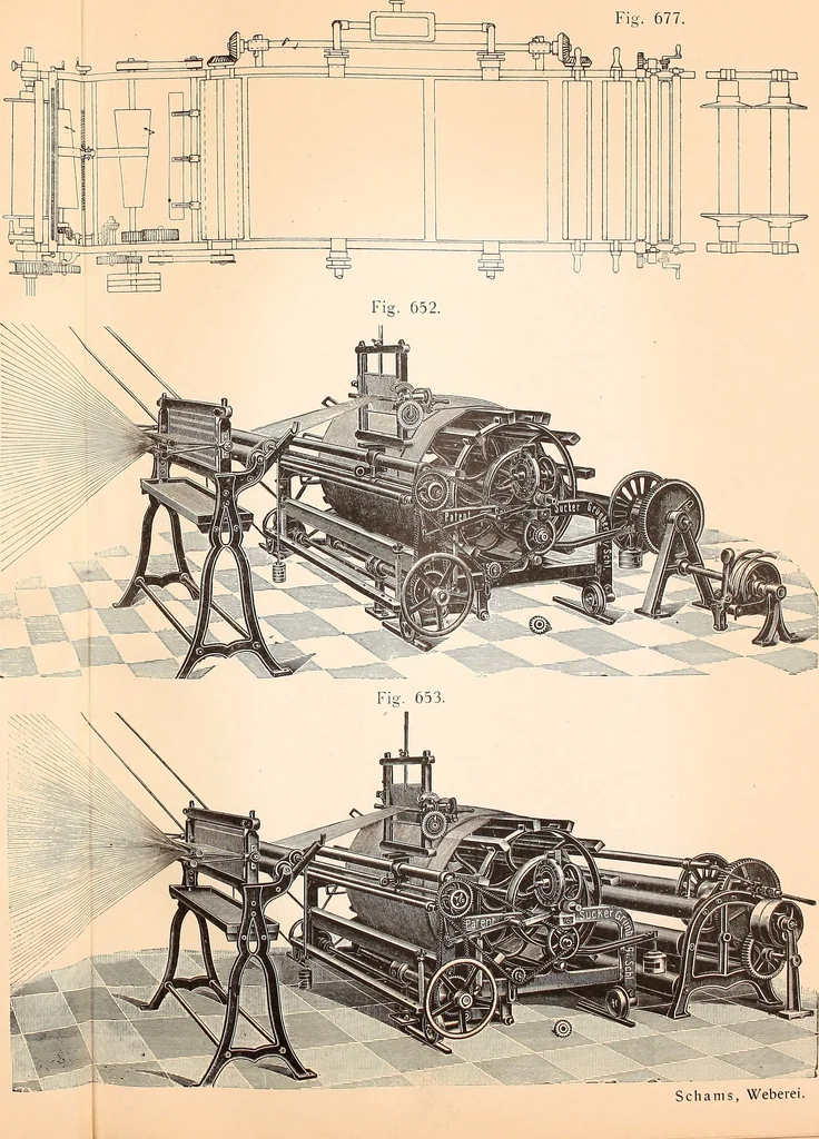 An illustration from Ausführliches Handbuch der Weberei. Ein Lehr- und Hilfsbuch für Fabrikanten, Weber und Webschüler, 1909, leaf 71