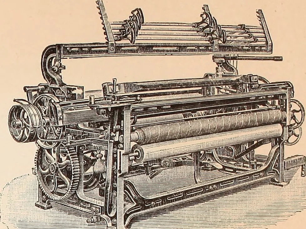 An illustration from Ausführliches Handbuch der Weberei. Ein Lehr- und Hilfsbuch für Fabrikanten, Weber und Webschüler, 1909, leaf 75
