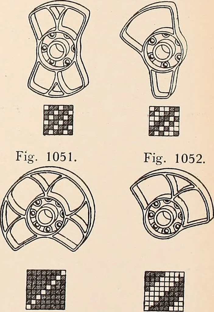An illustration from Ausführliches Handbuch der Weberei. Ein Lehr- und Hilfsbuch für Fabrikanten, Weber und Webschüler, 1909, leaf 85