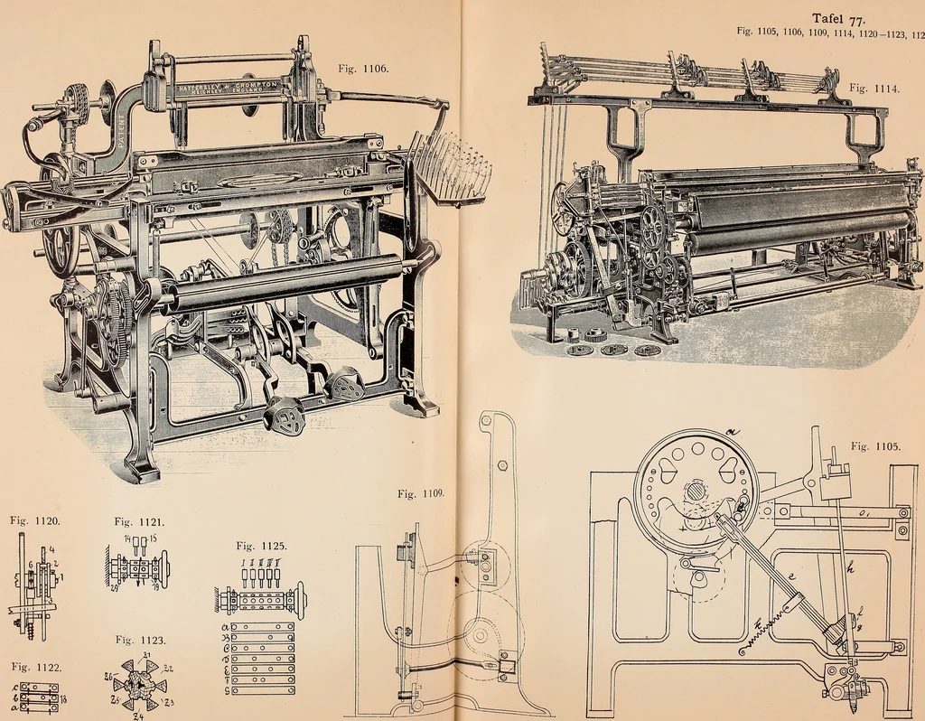 An illustration from Ausführliches Handbuch der Weberei. Ein Lehr- und Hilfsbuch für Fabrikanten, Weber und Webschüler, 1909, leaf 89