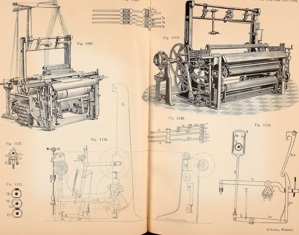 An illustration from Ausführliches Handbuch der Weberei. Ein Lehr- und Hilfsbuch für Fabrikanten, Weber und Webschüler, 1909, leaf 90