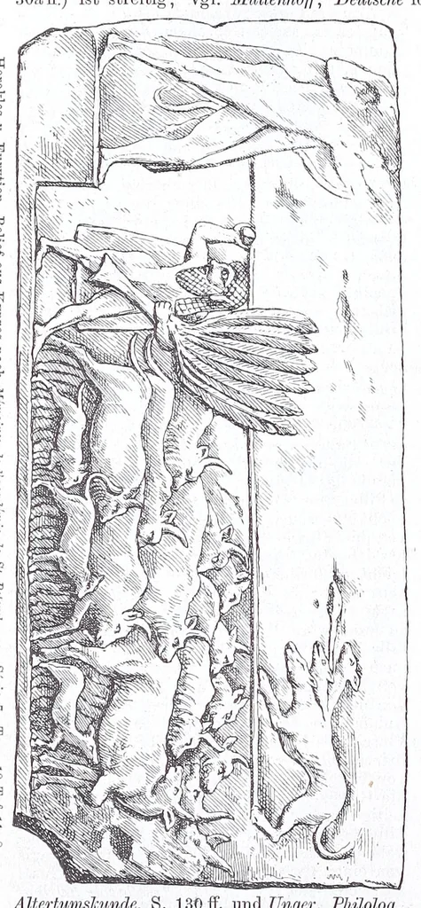 An illustration from Ausführliches Lexikon der griechischen und römischen Mythologie, 1884, leaf 104
