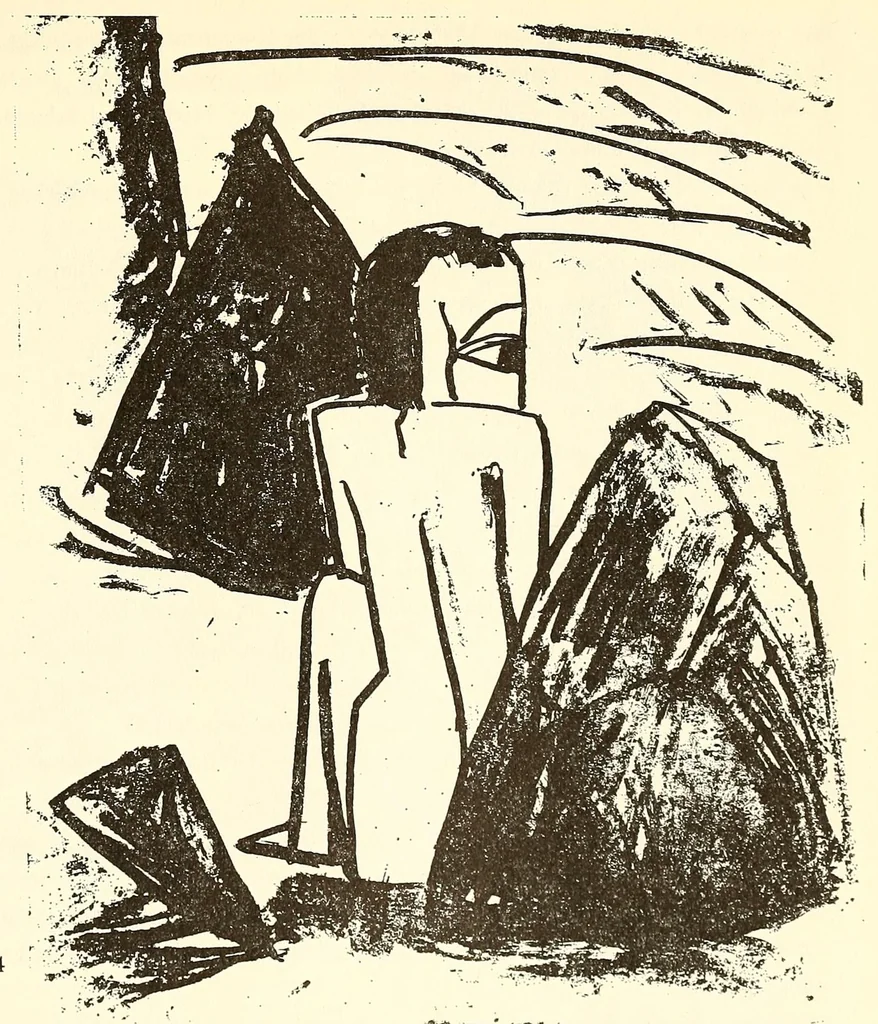 An illustration from Ausgewählte Graphik des deutschen Expressionismus, 1905-1920 : E. Heckel, E.L. Kirchner, K. Schmidt-Rottluff ... aus der graphischen Sammlung des Museums Folkwang Essen, 1900, leaf 15