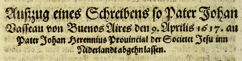 An illustration from Auss America, das ist, auss der Newen Welt. : Vnderschidlicher Schreiben Extract, von den Jaren 1616. 1617. 1618. Was Gestalt acht Patres Societatis vnd zwo andere Ordenspersonen, von dess christlichen Glaubens wegen ihr Blut vergossen. Was auch sonst die Patres Societatis Gott zu Ehren, vnnd zu Aussbreittung seines heiligsten Namens, auff sich genommen., 1620, leaf 90