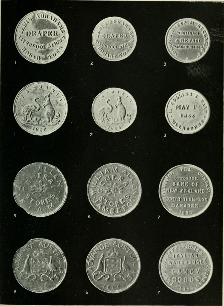 An illustration from Australasian tokens and coins; a handbook by Dr. Arthur Andrews .., 1921, leaf 174