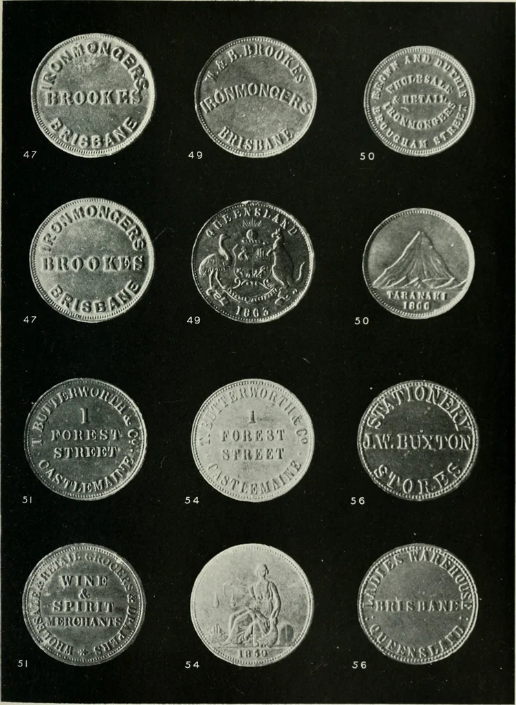 An illustration from Australasian tokens and coins; a handbook by Dr. Arthur Andrews .., 1921, leaf 184