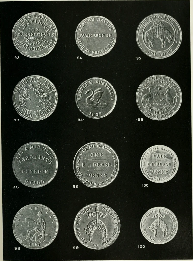 An illustration from Australasian tokens and coins; a handbook by Dr. Arthur Andrews .., 1921, leaf 192
