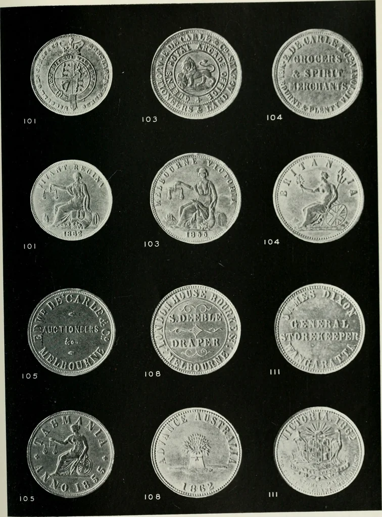 An illustration from Australasian tokens and coins; a handbook by Dr. Arthur Andrews .., 1921, leaf 194