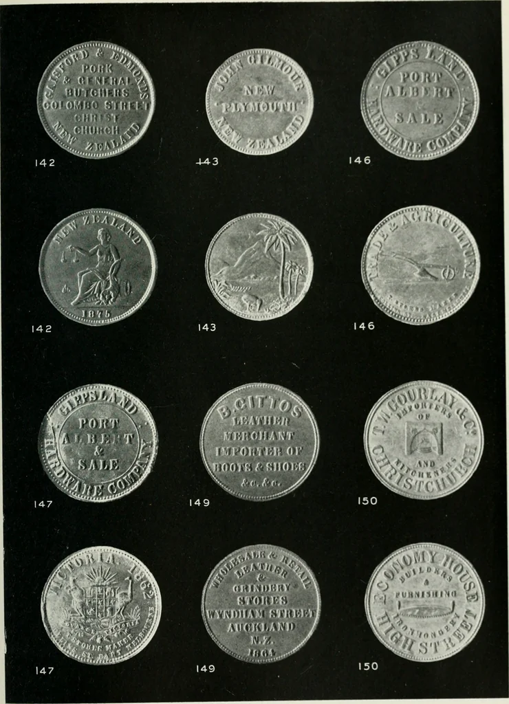 An illustration from Australasian tokens and coins; a handbook by Dr. Arthur Andrews .., 1921, leaf 200