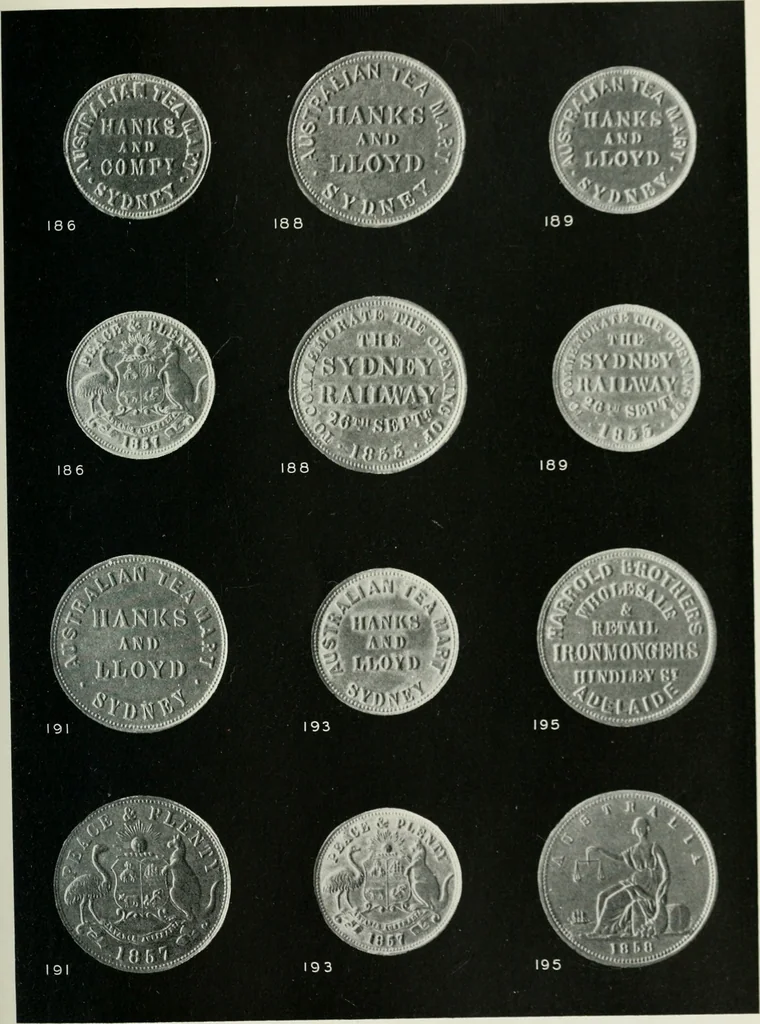 An illustration from Australasian tokens and coins; a handbook by Dr. Arthur Andrews .., 1921, leaf 206