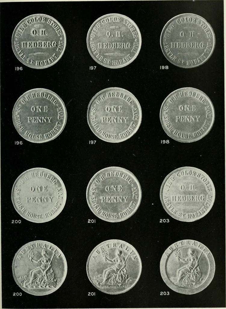 An illustration from Australasian tokens and coins; a handbook by Dr. Arthur Andrews .., 1921, leaf 208