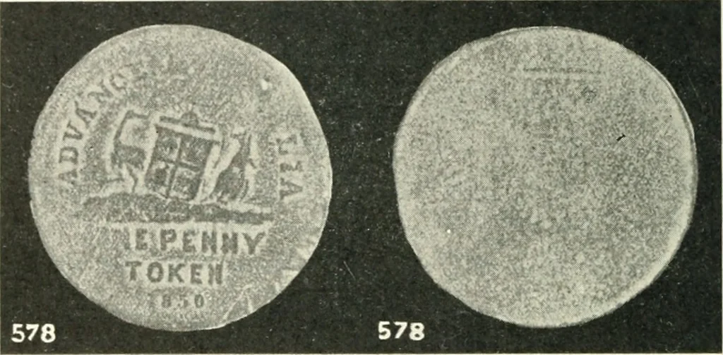 An illustration from Australasian tokens and coins; a handbook by Dr. Arthur Andrews .., 1921, leaf 21