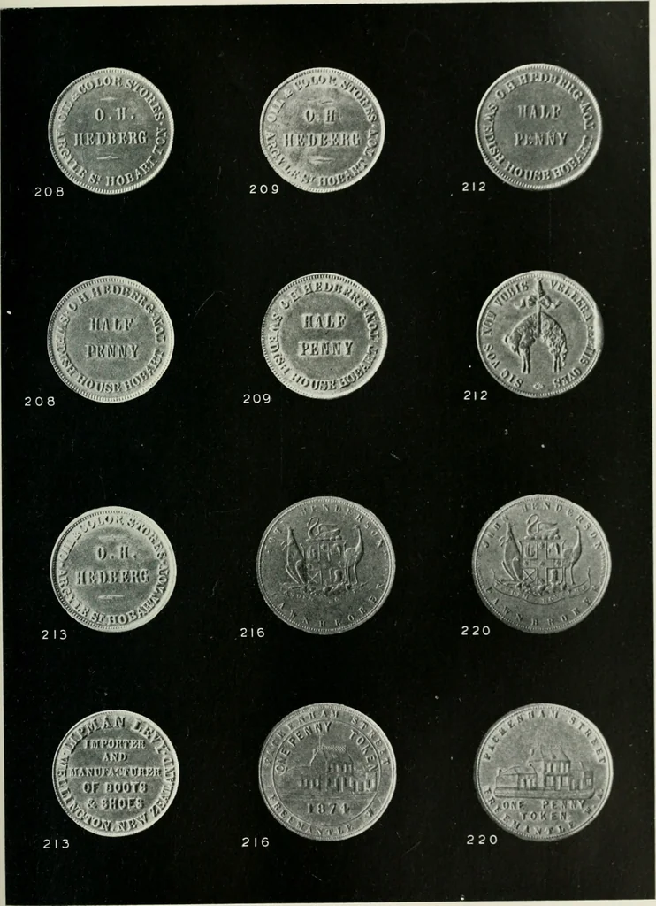 An illustration from Australasian tokens and coins; a handbook by Dr. Arthur Andrews .., 1921, leaf 210