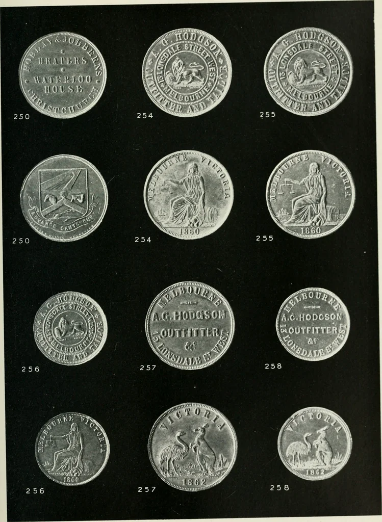 An illustration from Australasian tokens and coins; a handbook by Dr. Arthur Andrews .., 1921, leaf 214