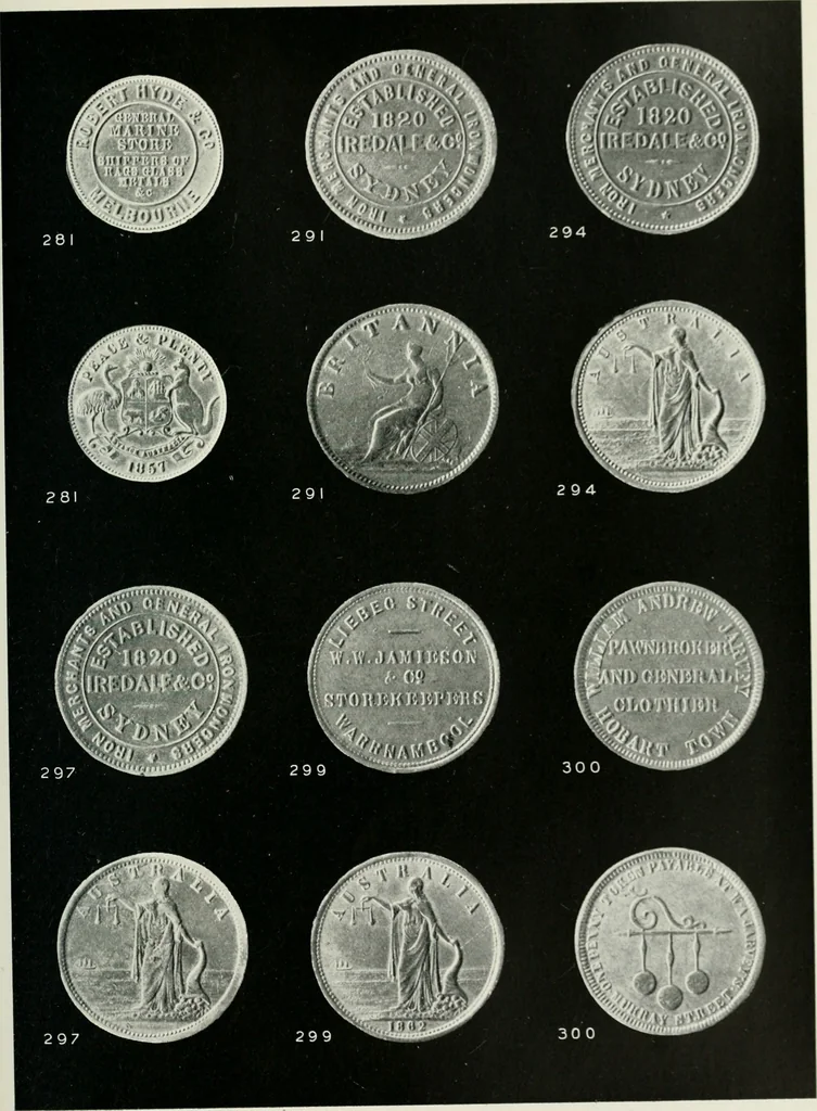 An illustration from Australasian tokens and coins; a handbook by Dr. Arthur Andrews .., 1921, leaf 220