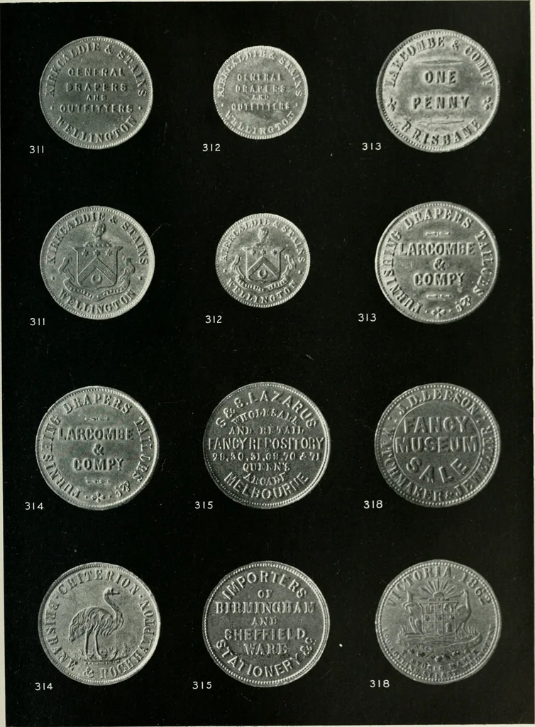 An illustration from Australasian tokens and coins; a handbook by Dr. Arthur Andrews .., 1921, leaf 224