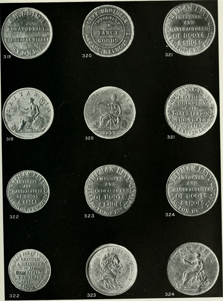 An illustration from Australasian tokens and coins; a handbook by Dr. Arthur Andrews .., 1921, leaf 226